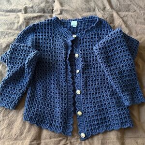 a new day Navy Blue Open-Knit Button Cardigan